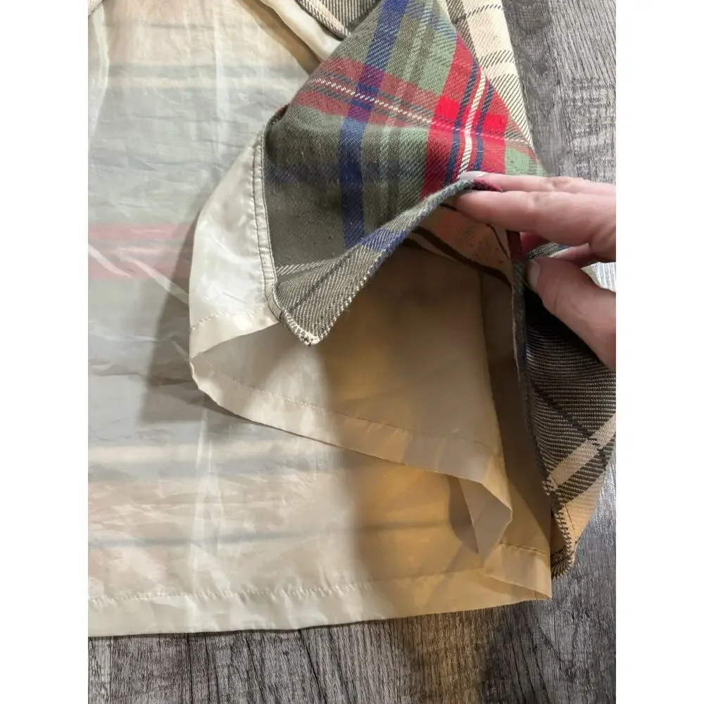 Vintage Liz Claiborne Plaid Wrap Skirt Green Red Fringe Academia Size 4 Holiday